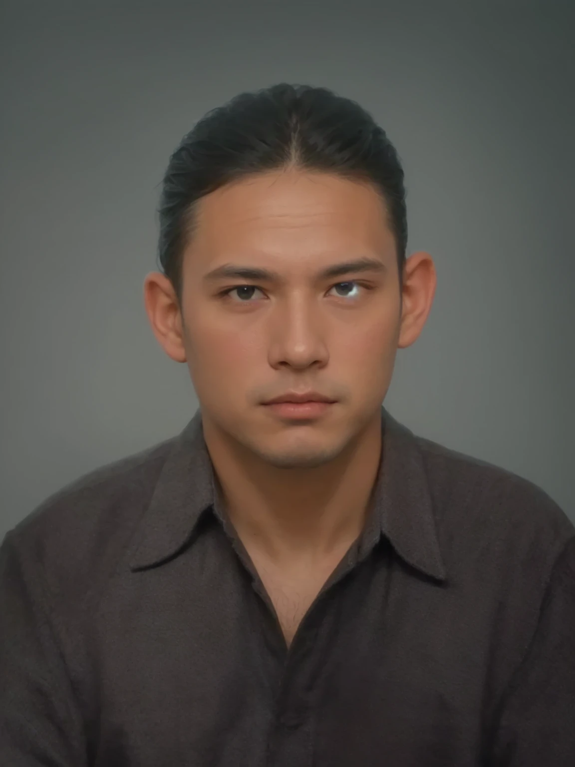 Make this photo look realistic and detailed, arafed man in a brown shirt looking at the camera, potrait, realistic portrait photo, digital art but photo, full protrait, 4 0 years old man, very detailed potrait, realistic portrait photo, close up potrait, profile portrait, very detailed face, very realistic face, very perfected face, very detailed clothes, very realistic clothes, very perfected clothes