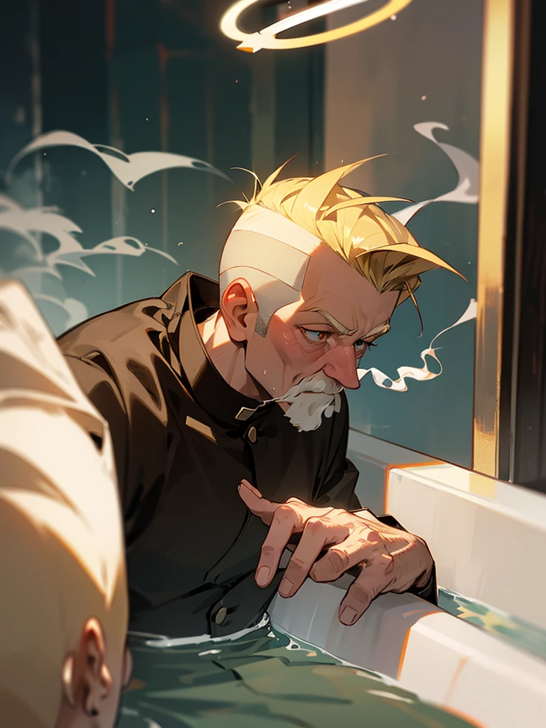 Blonde Mohawk, Smoking, Bath, Old Man, Halo