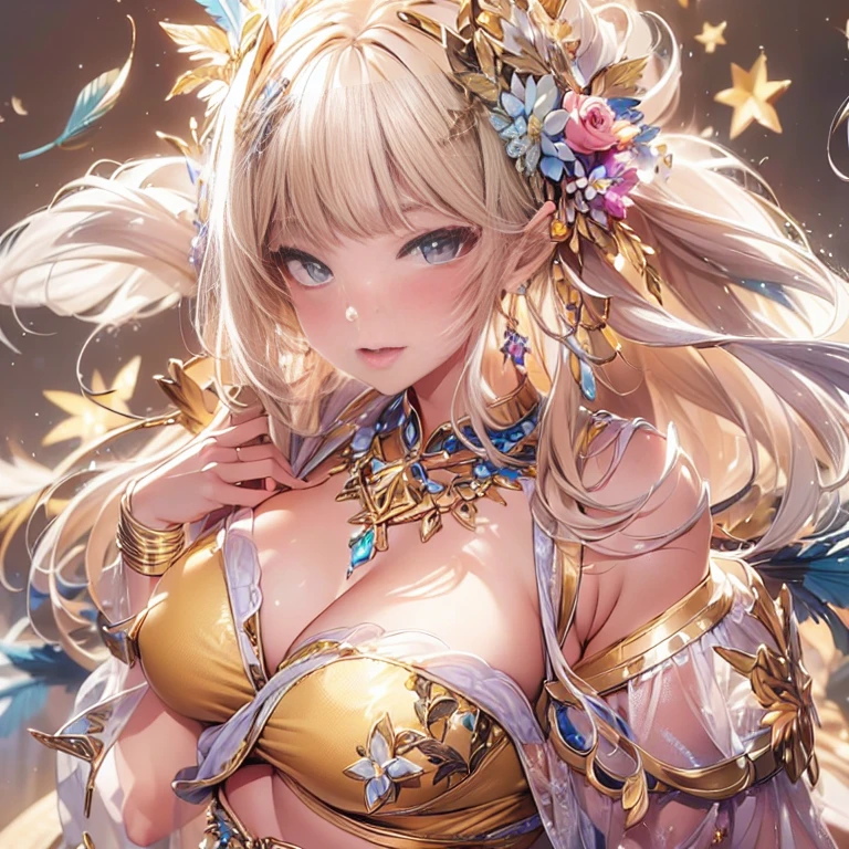 beautiful美しさ, 3D 2D, rich, blonde, skirt, stockings, High heels, poison、star、star、(Highly detailed CG Unity 8K wallpaper),(masterpiece), (最high quality), (Very detailedな), (Best illustrations),(Best Shadow), (sharp eyeliner, eye shadow, fine eye:1.1), (超High resolution,Realistic,最high quality,Realistic),(8K,RAW Photos,最high quality,マstarプル),Mature Woman、Sensual curves、Huge breasts、Thighs、bubble、お尻のmasterpiece, 最high quality, Very detailedな, full body shot, Mature Woman, beautiful Mature Woman, Nightgowns and underwear, Captivating smile, Thick lips, plump唇, blush, Looking at the audience, Provocative expression, beautiful髪型, Cleavage, plump、Curvy Hips、Attractive face、Sexy Lingerie、An inviting gaze、Expressing emotions、Obscene underwear、(((Erotic see-through lingerie set)))、Standing position、Gorgeous Accessories 、Big Breastsの女性, Bare shoulders, Blonde, colored feather, metal ornaments, colored Flowers, particle, Light, (masterpiece, 最high quality, 最high quality, Official Art, beautiful and aesthetic:1.2), (1 Girl:1.3), Very detailed,(Fractal Art:1.1),(colorful:1.1)、(Flowers:1.3),Most detailed,(Tangled:1.2), (Dynamic pose), (Abstract background:1.3), (Shiny skin), (Many colors :1.4), ,(Earrings:1.4), (feather:1.4),masterpiece, 最high quality, Very detailedな, 30~40 years, full body shot, beautiful 、Mr.々Hair style,Gold headband,Ample breasts,beautiful butt,Greek clothing,Tulle covers the chest,Perfect balance, Detailed clothing details,marble,Statue of God,cinematic Lighting, Film Grain, Fuji Color, 8K, masterpiece, Very detailedな, High detail, high quality, High resolution,(((Browsing Caution:1.2)))、Exposed breasts、Openwork decoration,(((See-through dress)))、(((解剖学的に正しいbody))) , 最high quality, Very detailedな, (((Obscene underwear)))、Lift your butt, From below, (((R-18)))、Feast、Thighs, Big Breasts, Are standing, Cowboy Shot, blush, (((1 Girl))), (masterpiece:1.3), (High resolution), (8K), (Very detailed), Perfect Face, Nice eye and face, (((最high quality))), (Very detailedな), detailed face and eye, (alone), High resolution、beautifuleye,(((Sexy pose)))、(((整ったBig Breasts)))、((beautiful eye))、luxury、(((超High resolution)))、(((Detailed Description)))、(((ぽっちゃりbody型)))、(((解剖学的構造に一致したbodyの部位)))、beautiful長いまつ毛、バランスのとれたbody型、2Book Arm、2 Foot、Perfect size for legs and arms、Fishnet tights、glamorous、(((Clear white and black eye)))、lipstick、Sparkling、(Undistorted face, eye, body)、jewelry、gem、(長くカールしたbeautifulまつ毛)、(((バランス良いbeautiful胸)))、(transparent, Exquisite skin:1.2)