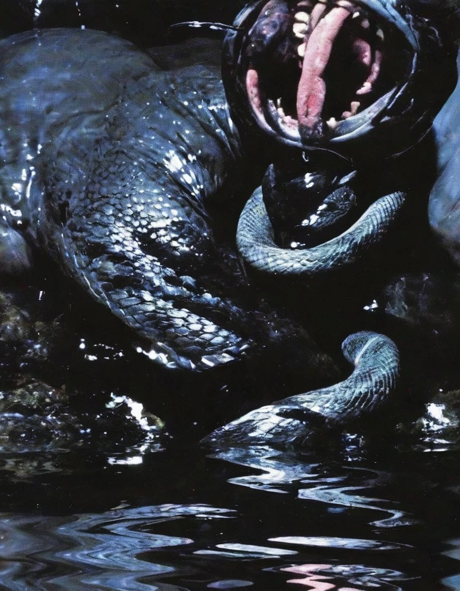 snakes in black water