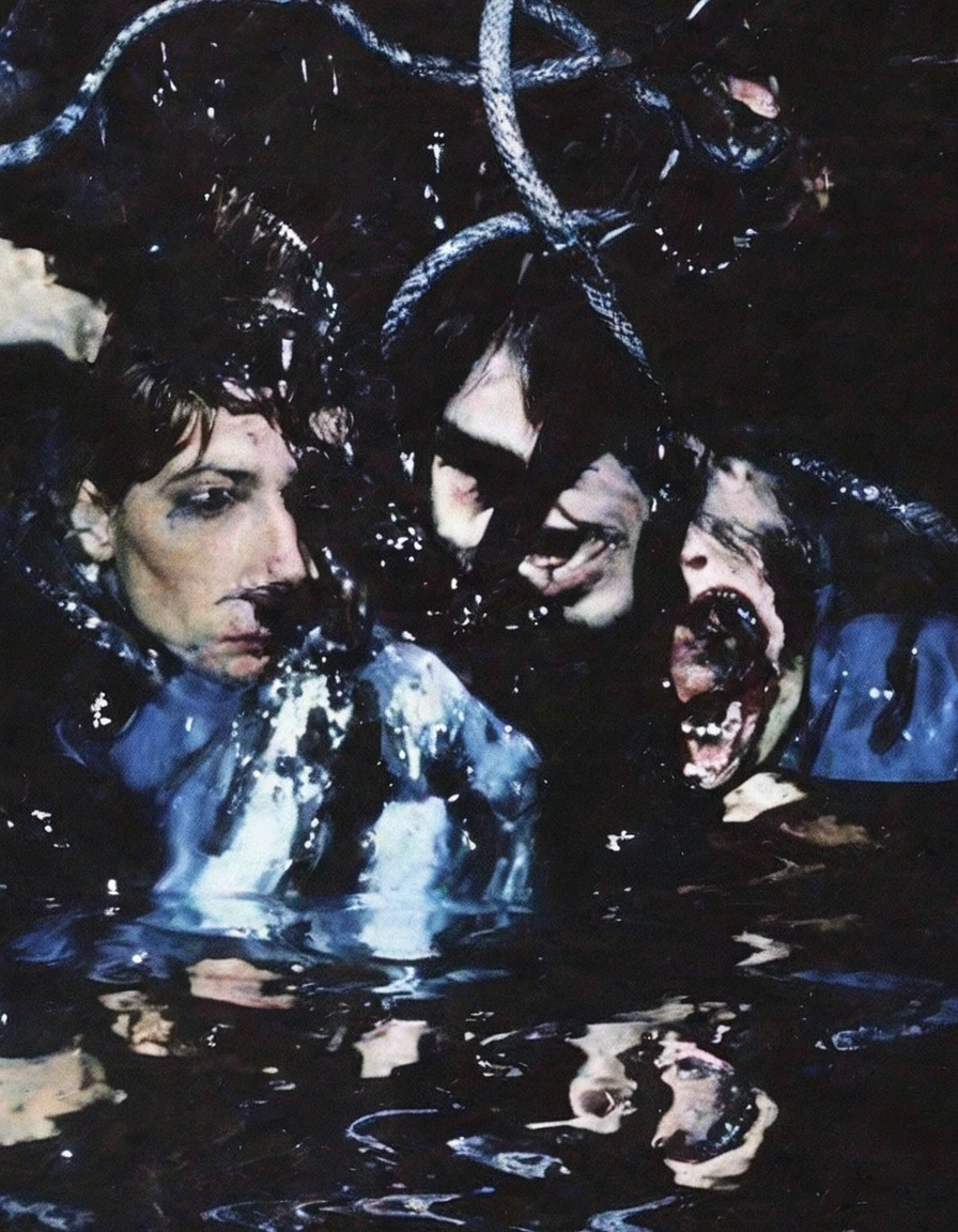 snakes in black water