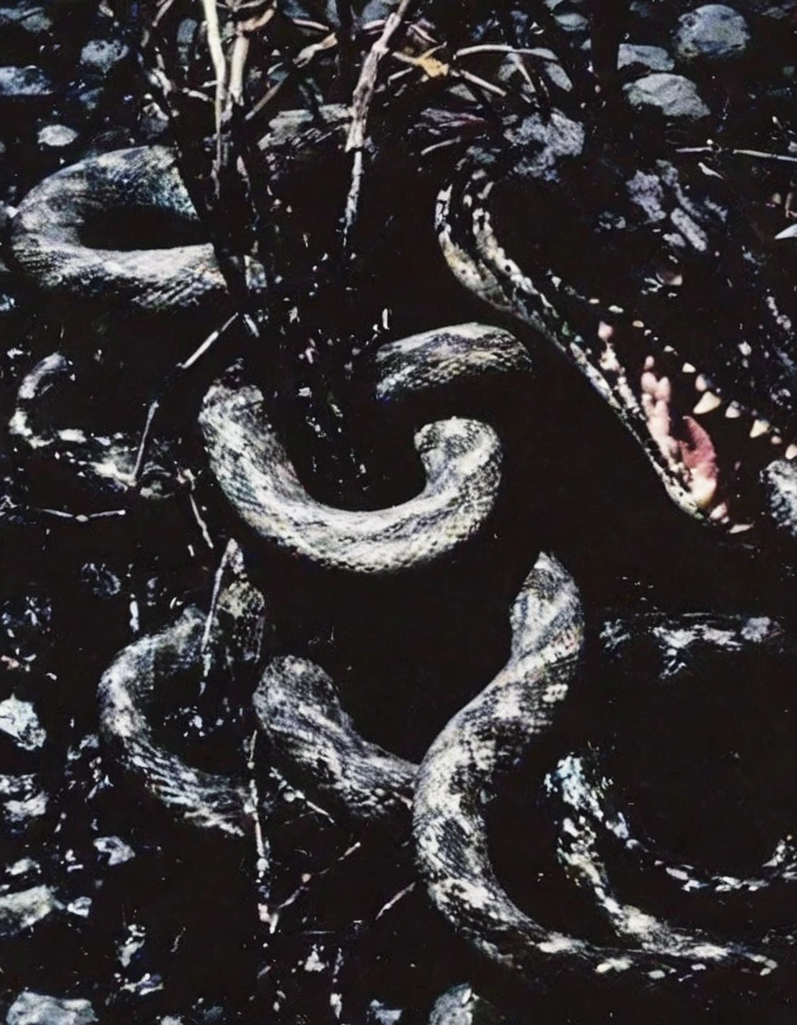 snakes in black water