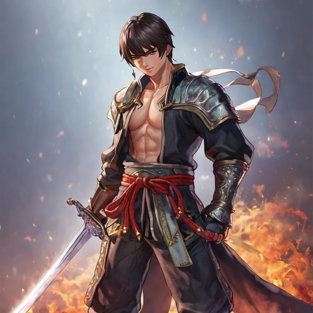 Fighter Hot-blooded Boy Sword Fantasy Standing Figure