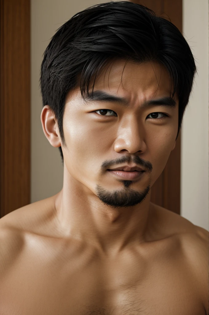 Asian guy aroused face