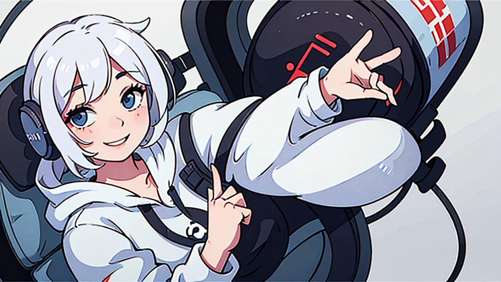 Listening to music illustration、headphone、hoodie、smile、Pop atmosphere