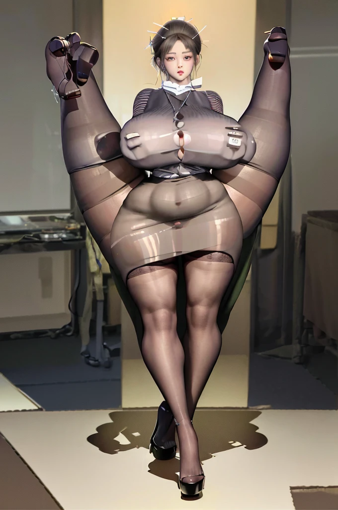 A curvaceous, cute and skinny super large biggest thick ass realist secretary , dressed in a tight-fitting skirt that hugs her voluptuous large and thick hips and round huge thick ass behind. perky breasts, which are just barely contained within the constraints of her buttoned-up attire. pantyhose, big and thick and ass, large and thick hips