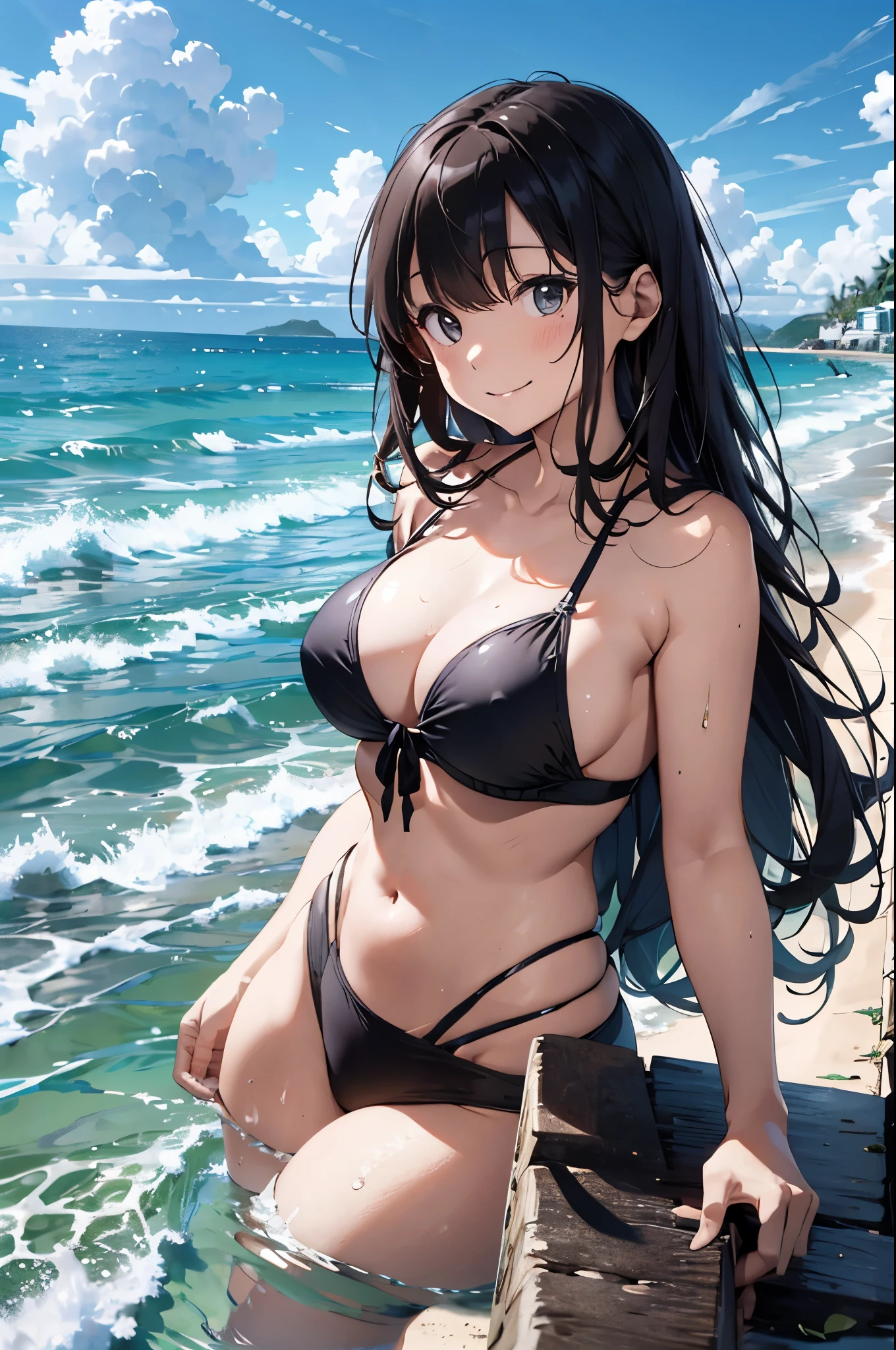 
High resolution、4K,Create a realistic image of a beautiful woman in a swimsuit standing by the seaside. The woman has long, wavy hair, with sun-kissed skin, and is smiling warmly. She wears a stylish, modern bikini in a vibrant color, and the background shows a clear blue sky, gentle waves, and a sandy beach. The overall atmosphere is bright and summery.

Seaweed、Seaweed、Seaweed、Seaweed、Seaweed、Seaweed、Seaweed、