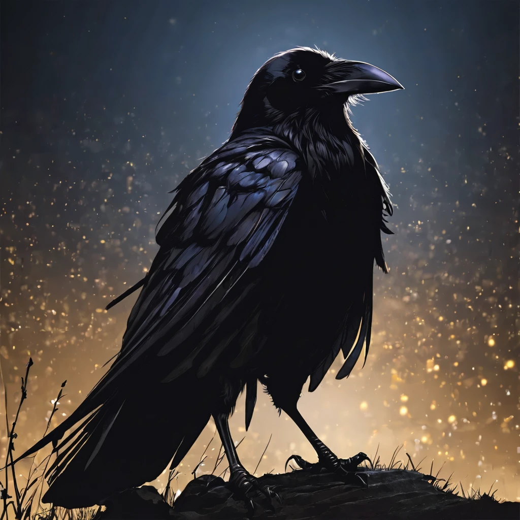 Crow in the dark night, assassin, cool, personification