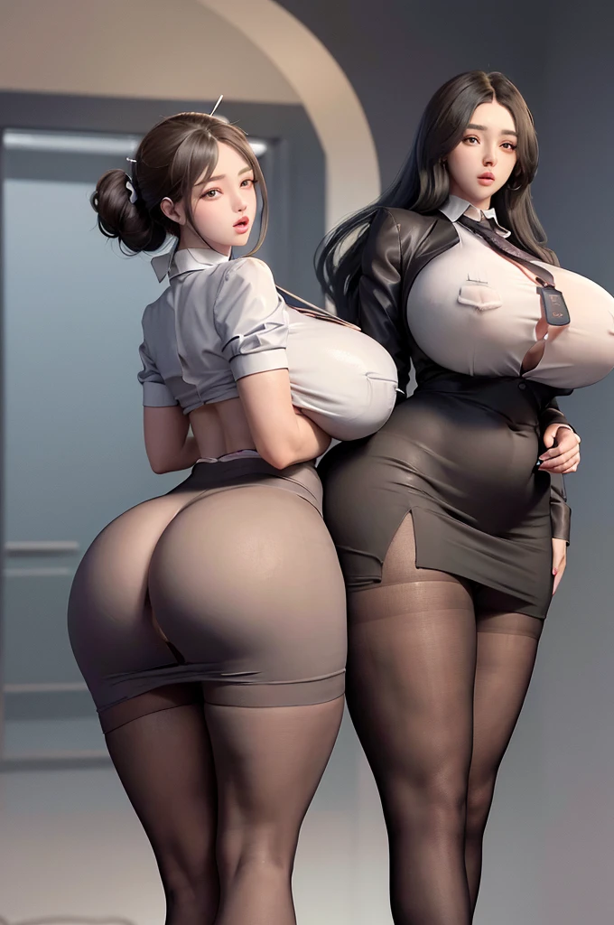 A curvaceous, cute and skinny super large biggest thick ass realist secretary , dressed in a tight-fitting skirt that hugs her voluptuous large and thick hips and round huge thick ass behind. perky breasts, which are just barely contained within the constraints of her buttoned-up attire. pantyhose, big and thick and ass, large and thick hips
