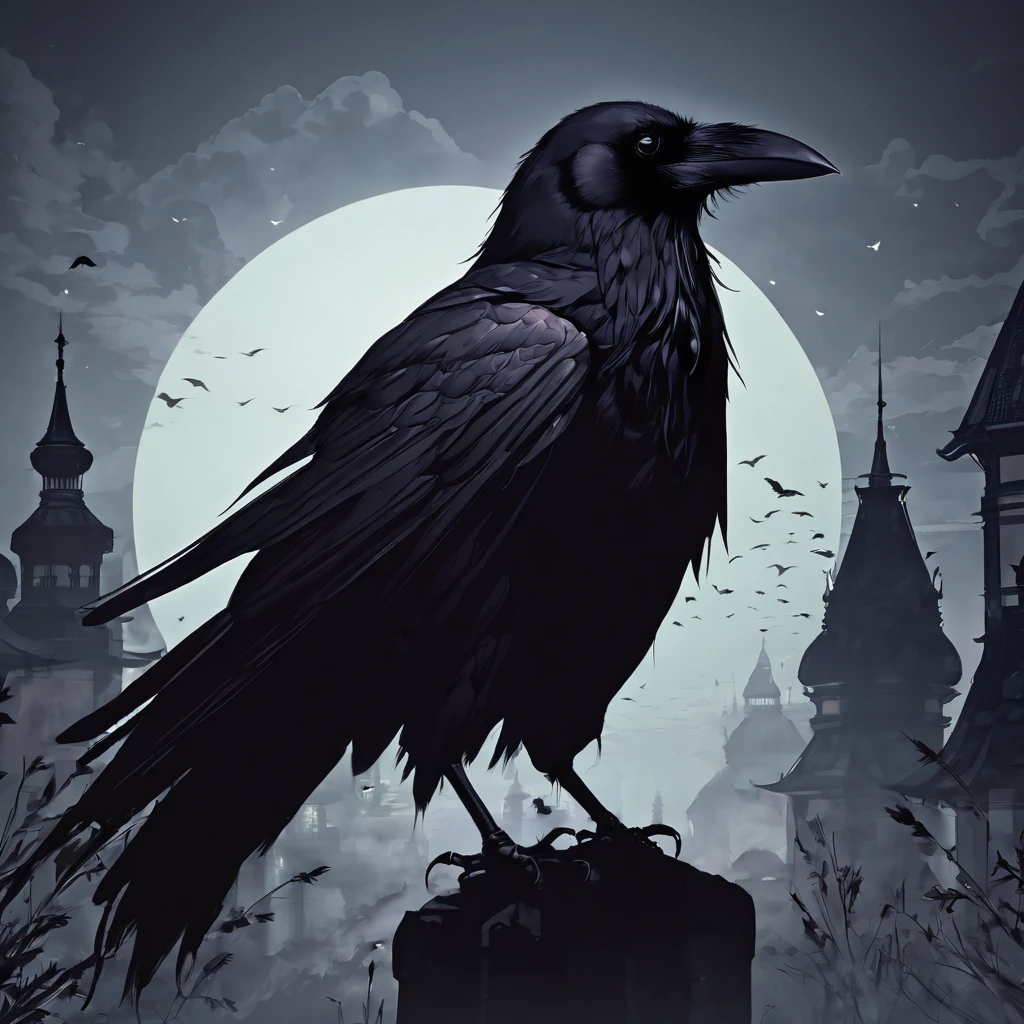 Crow in the dark night, assassin, cool, human-shaped