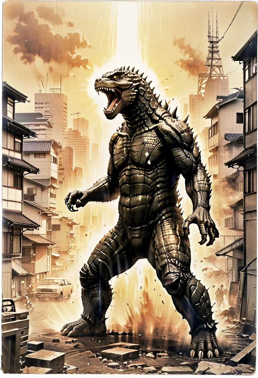 monochromatic、Godzilla、Heat rays from the mouth、1970s、Tokyo