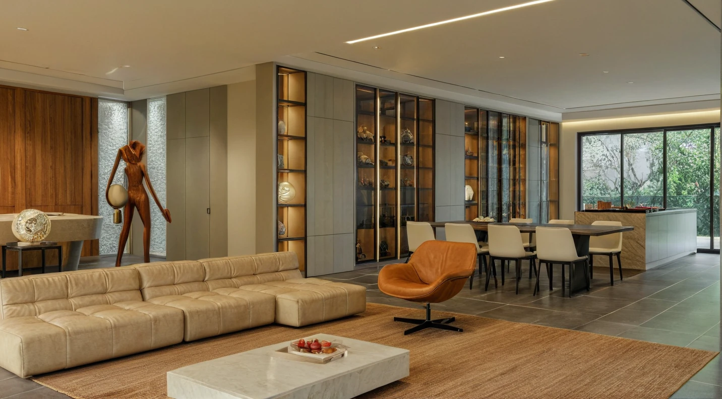 Raw photo,Masterpiece, high quality, best quality, authentic, super detail,
indoors, Groups, modern style, living room, couch, table, armchair, wooden shelf, (glass windows:1.2), tile floor, rug, bright tone
,(day:1.1),realistic lighting The lines in the architectural drawing are very crisp and well-defined,The details in this photo are remarkably crisp and clear,
The edges of the object have a crisp, sharp appearance,
The text in this document has a crisp, clean look due to the high-quality printing,