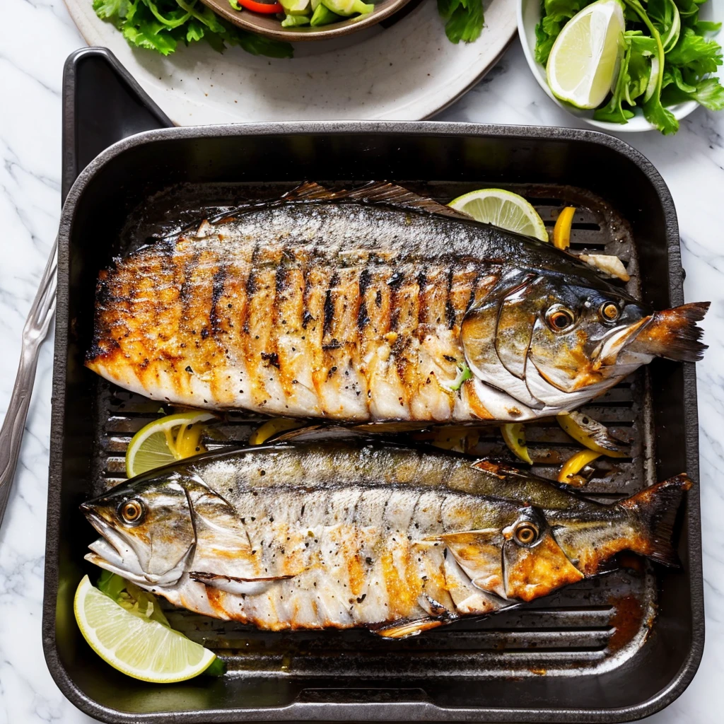 Delicious grilled salted mackerel
