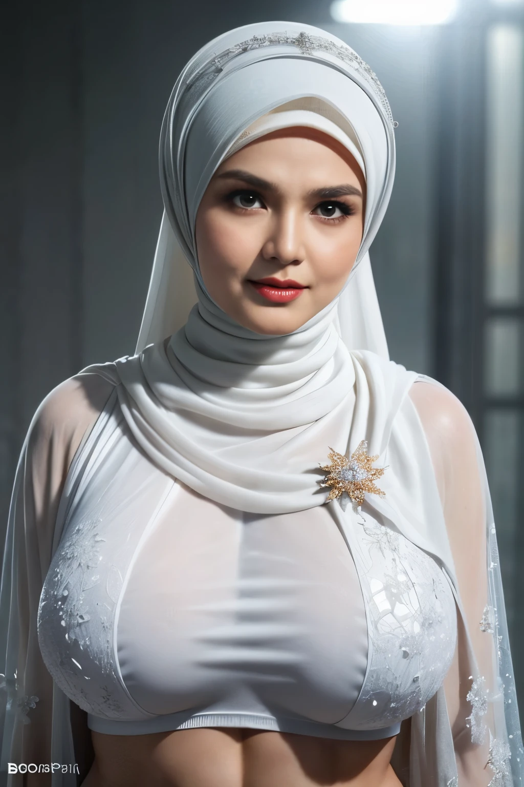 (DOGGY STYLE), Wet Medium body portrait, Floral Pattern Transparent, ((SHORT HIJAB)), ((Gigantic tits:1)), (dynamic photograph of a 58 year old Indonesian woman), (slim top, cotton panties), (straight non curly hair), (highly detailed face:1.4), (vascular muscles and abs:1.3), (background inside light, bright, private gym:1.1), (8k, uhd, dslr, high quality, cinematic lighting, bokeh), (dramatic, pornstar photography, incredible masterpiece:1.3), (((sexy sultry stare at camera:0.8))), ((she is ready to dominate you:0.5)), ((beautiful feminine face)), add_detail:1,