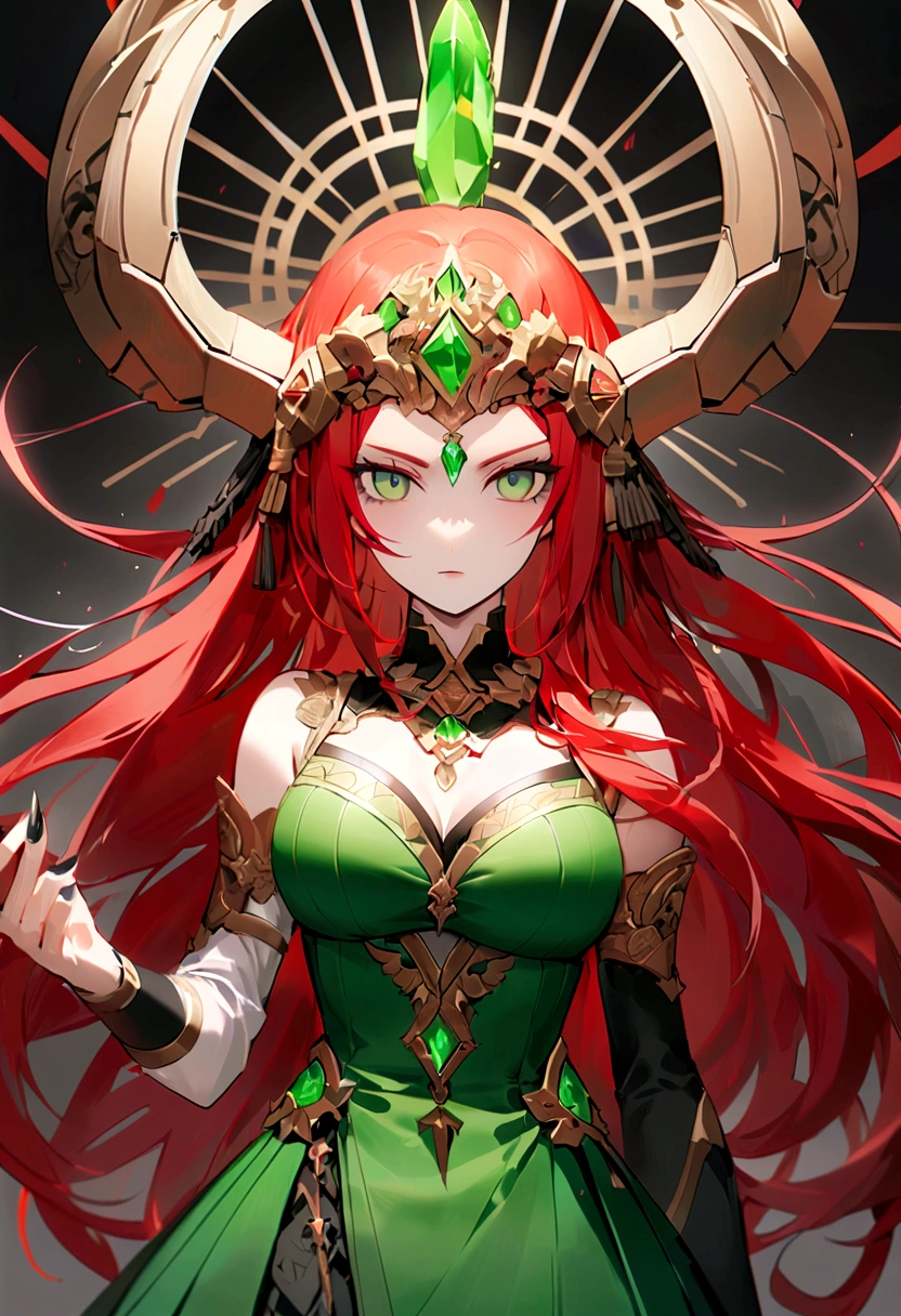 (Huang Li、high quality、Extremely detailed),Constellation - Scorpio Goddess,Huge scorpion,Woman stroking a scorpion,Similar to Latin goodness,brave,capricious,Productivity,The face of enterprising and humanitarianism,Red hair,Ancient Greek costumes、Wrap Dress,The background is the universe,Crystal green eyes(Eyes Details),Powerful appearance