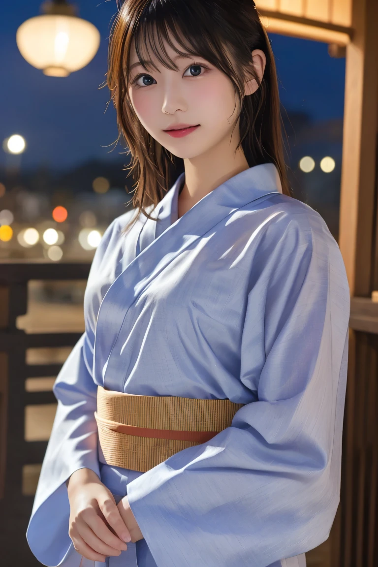 Highest quality, (beautiful)、Open yukata、night、Upper Body