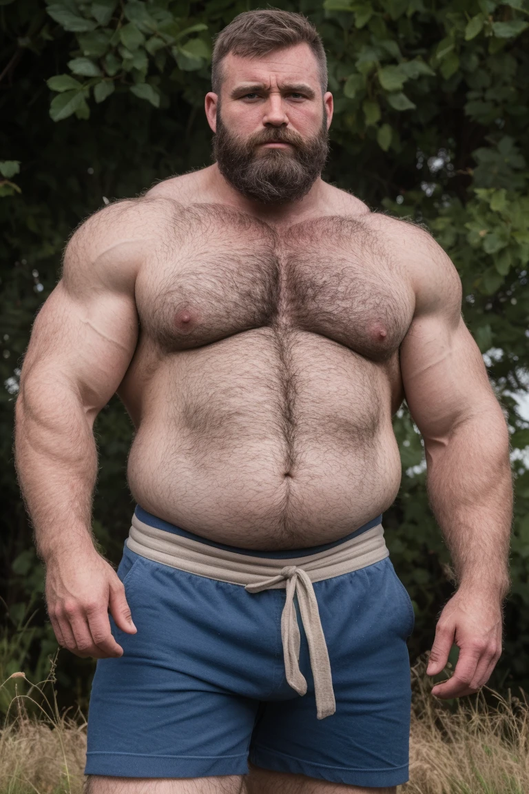 8K Very HIGH RESOLUTION HDR Very Extremely Realistic Very Detailed High Quality 8K HDR Very Real photograph featuring a middle-aged daddy rugged bodybuilder muscle bears man , burly, very realy detailed hairy, 8K very realistic beared big daddy muscle bear, and 8K very realistic detailed rugged burly man in shorts. Very Realistic detailed shorts, very realistic hair, very realistic beards, very realistic thick chubby fat neck, very realistic neck lines, very realistic detailed neck, very realistic belly, very realistic burly chest, very realistic detailed hairy burly strong chest and arms, very realistic detailed hairy burly strong chest and arms, very realistic pecs, very realistic burly muscle bear body, very realistic nipples, very realistic burly muscle bear body, very realistic face, very realistic detailed face, very realistic eyes, very realistic detailed eyes, very realistic pupils, very realistic detailed pupils, very realistic head, very realistic waist, very realistic facial features, very realistic burly arms, very realistic elbows, very realistic hands, very realistic pecs, very realistic belly, very realistic human man body, very realistic bellybutton, very realistic wrists, very realistic fingers, very realistic fingernails, very realistic shoulders, very realistic mouth, very realistic lips, very realistic mens clothing, very realistic detailed mens clothing. 8K HDR Very Realistic Hairy Bearded Burly Muscle bear Photoshoot, A very realistic burly muscle bear man in a Farm, 8K HDR Very Realistic Intricately Detailed, 8K HDR very realistic detailed Farm surroundings, 8K HDR very realistic surroundings lighting, No Deformities, captured with a 85mm lens by a world famous photographer, 8K HDR Very Ultra Realistic and 8K HDR Very Realistic Photograph, 8K HDR Clear HDR Quality full with very realistic real details