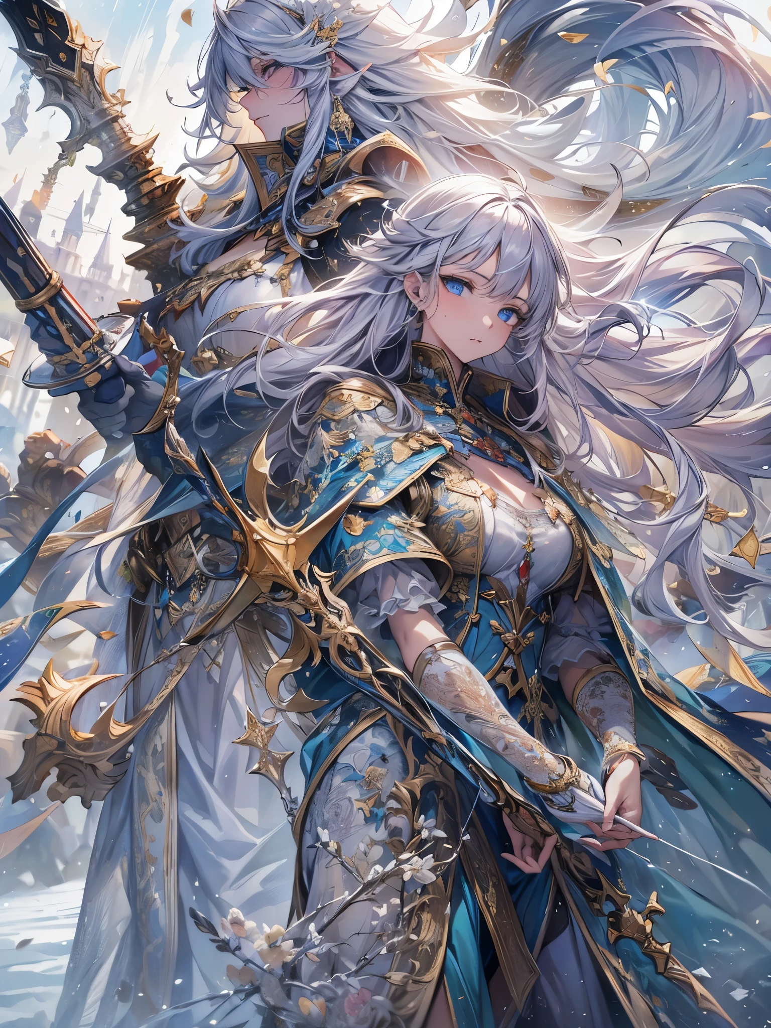 ((Highest quality)),(Ultra-high resolution),(Ultra-detailed new),(Detailed Description),((The best CG)),(masterpiece),Highly detailed art,A wonderful new art form,(Art with precise details:1.5), Traveling to the frozen earth, The battle is over, The morning after the storm,