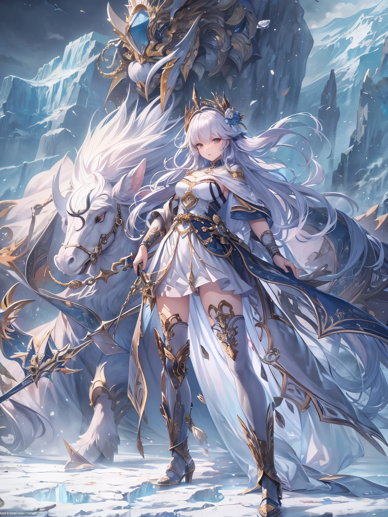 ((Highest quality)),(Ultra-high resolution),(Ultra-detailed new),(Detailed Description),((The best CG)),(masterpiece),Highly detailed art,A wonderful new art form,(Art with precise details:1.5), Traveling to the frozen earth, The battle is over, The morning after the storm,