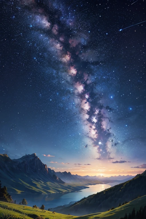 Highest quality、Landscape painting、milky way
