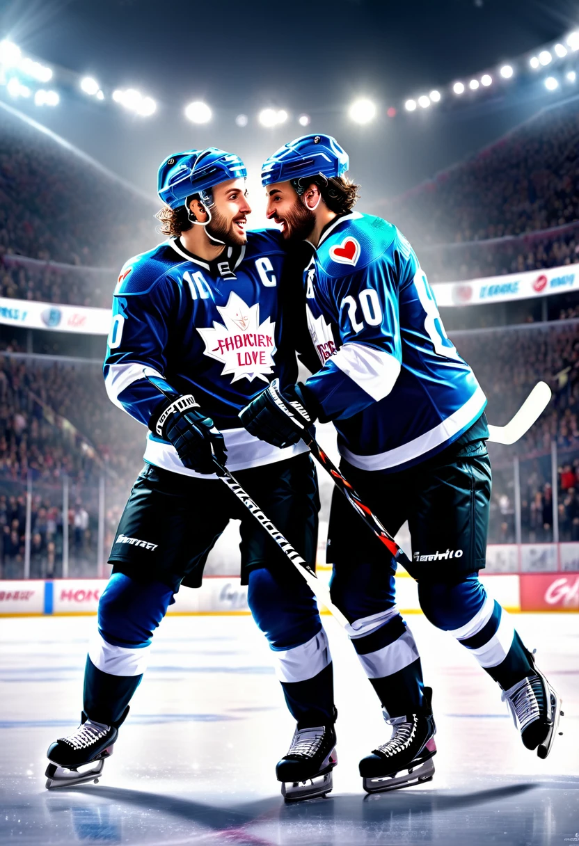 celebrate the love, 8k, hyper detailed, hockey, emanuele dascanio