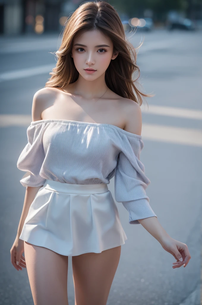 Highest quality, masterpiece, High resolution, 1 Girl,Tyndall effect,Realistic,,(High definition skin:1.2), 8K UHD, , Frank, High resolution, 4K, 8K,Off the shoulder,Full body photo.Real