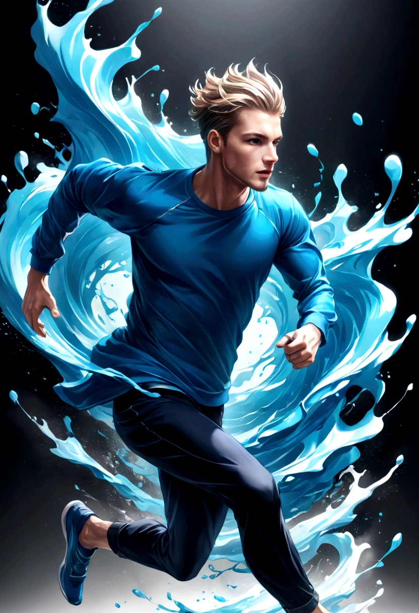 
      ( perfect anatomy )man in his twenties, Light blue wavy short hair,Sporty handsome boy running in blue sweatshirt, Rapidly, Forward running form, dynamic action posture, fast dynamic blur, flowing gradient with a sense of speed, HD and detailed master art, Vector Art Effects,    Fast flowing gradient ink,

                        ETC. Elements bring a vivid and unique atmosphere to the work. Light and shadow effects. The use of light and shadow in vector art.

                      ，Create a sense of three-dimensionality and movement with the simplicity of vector art、Pure expression