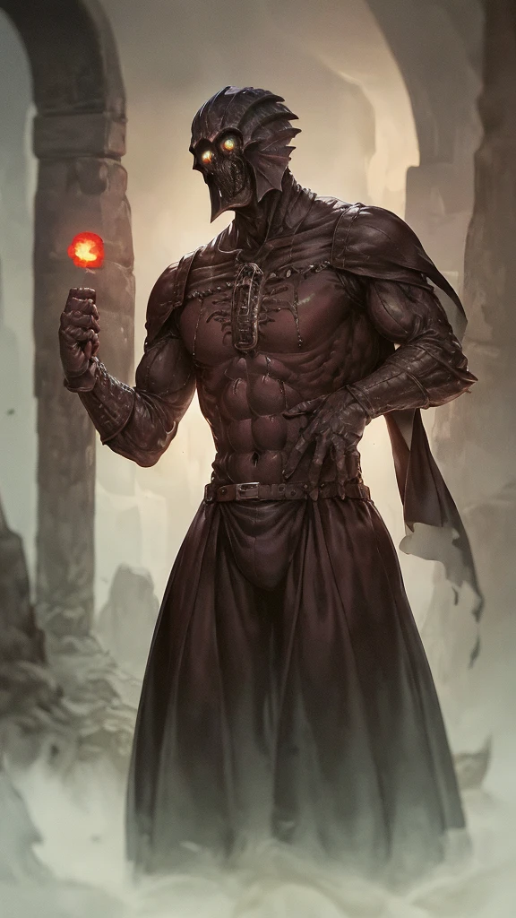 (futuristic poster) Medieval art necronomicon monster