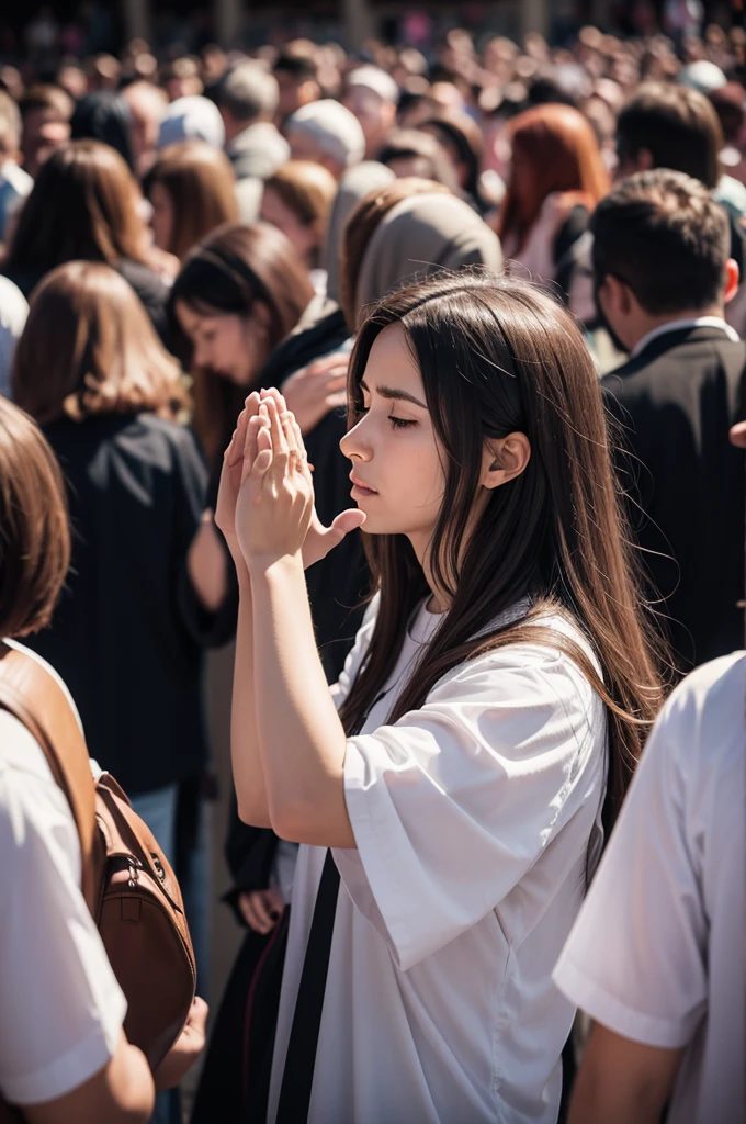 Jesus praying in the crowd