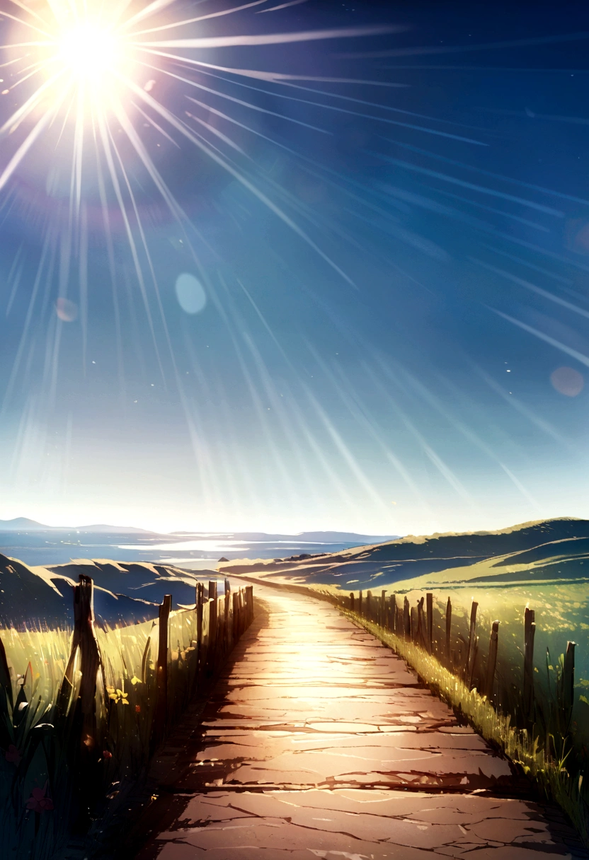 Image of a long and winding road,Bright light leading to the horizon,bright morning,suns rays
