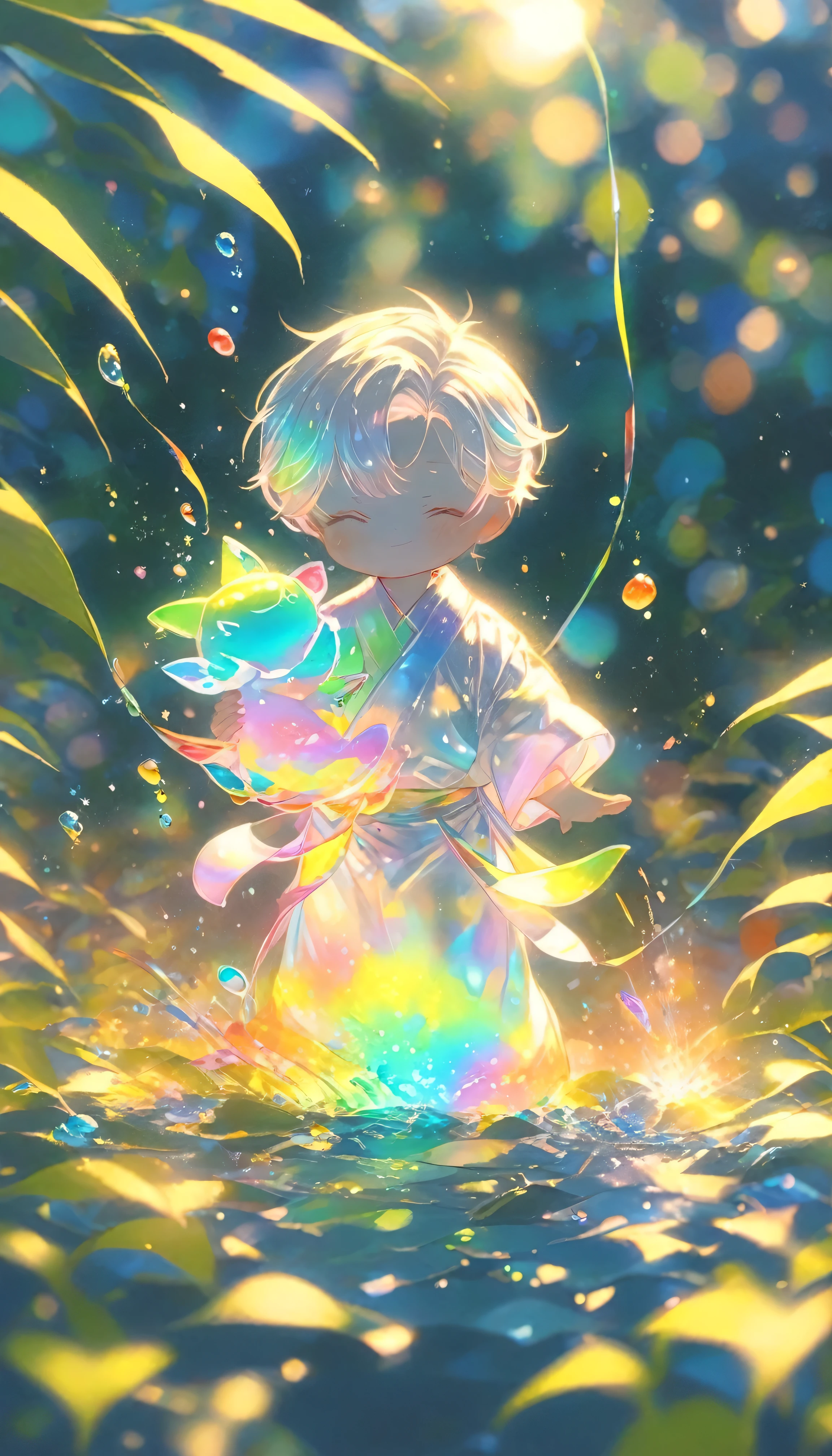 One male student、Young people、Looking at a large flower、Tanabata、strip、Bamboo Leaves、stripに願いをこめて、yukata,fluid,Particles of light, dream-like,Sparkling,dream-like glow,Paint dripping,Oil,strong stroke,Splash Paint Drop, Boy's(Tanabataライトトレース:1.25),After change (Radioluminescence Light Tracking) スタイルTanabataのSummer festival,Temple Fair,Summer festival,Iridescent、16K, Ultra-high resolution, to be born,wonderful ,future、Iridescent、The world 30 years from now。
