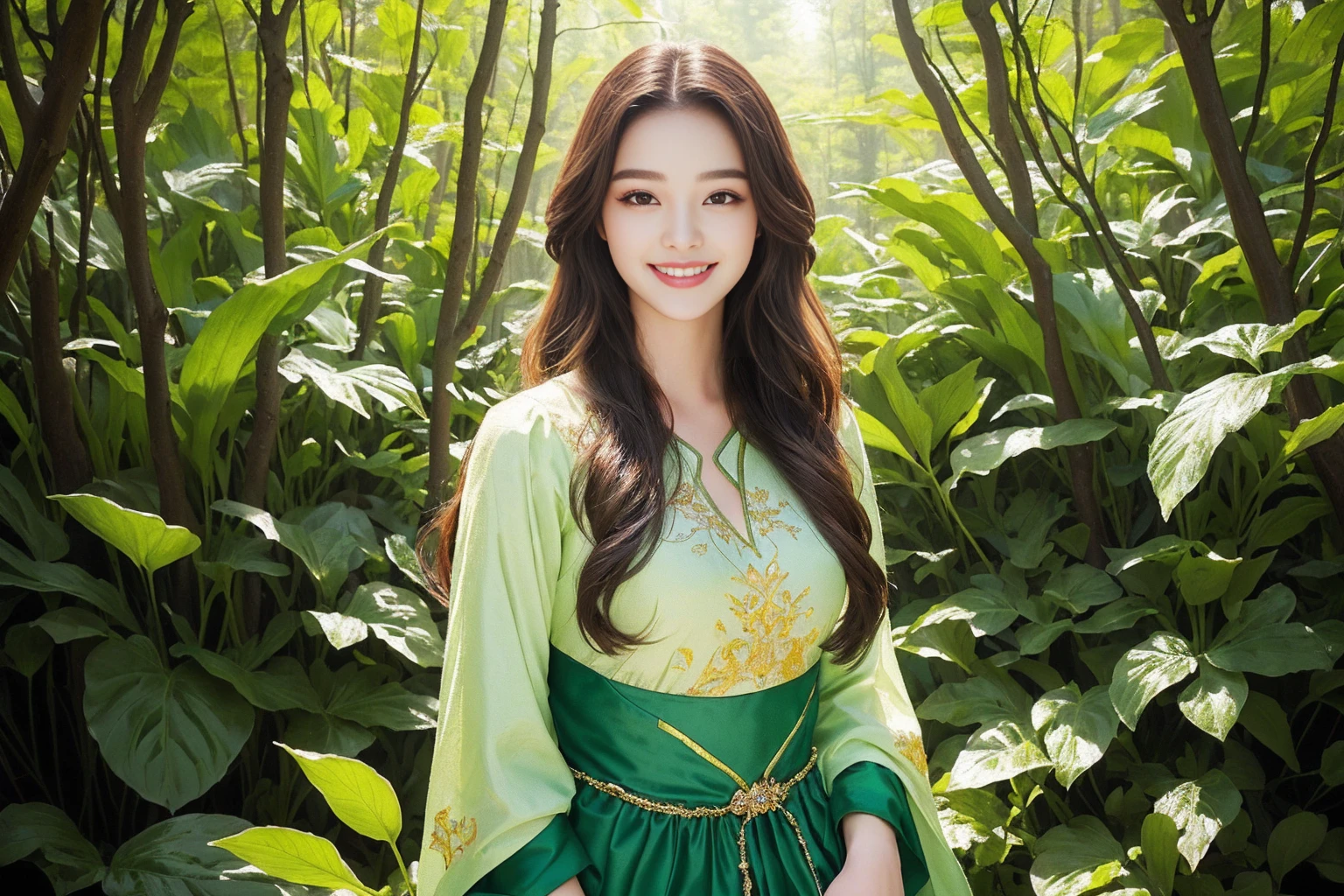 Beauty Highest quality masterpiece smile in the forest Fantasy