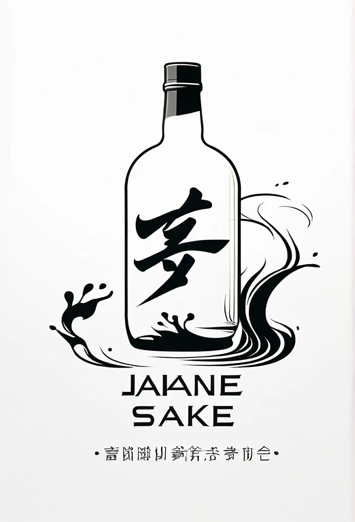 Stylish logo of Japanese sake delivery
black-and-white design
A single stroke, calligraphy-like design, silhouette, high-class Japanese sake bottle, stylish from the air, and beautifully pouring sake into the boar mouth
a logo that looks quite luxurious
Pretty cool
chic and modern design
White background