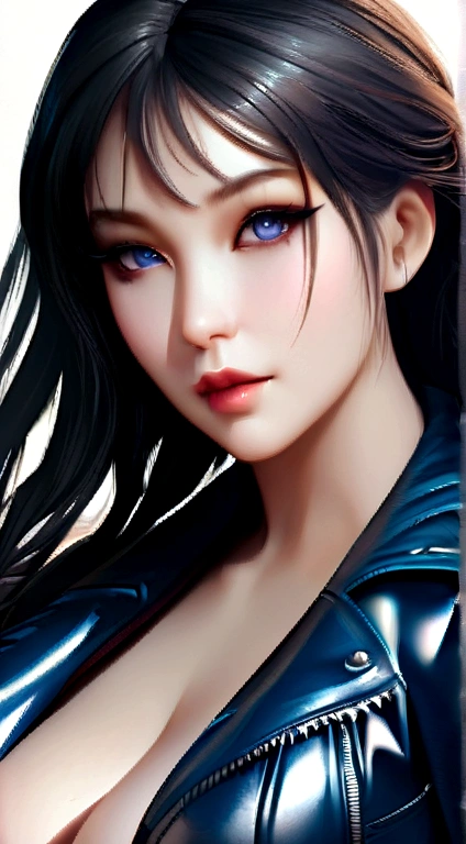 Close-up of a woman in a dress and jacket, , hyperrealistic , a hyperrealistic , realistic , hyperrealistic full figure, The masterpiece of Huvaiz, Sakimichan Frank Franzzeta, photorealistic perfect body, seductive anime girl, work in Guweiz style, photorealistic anime girl render