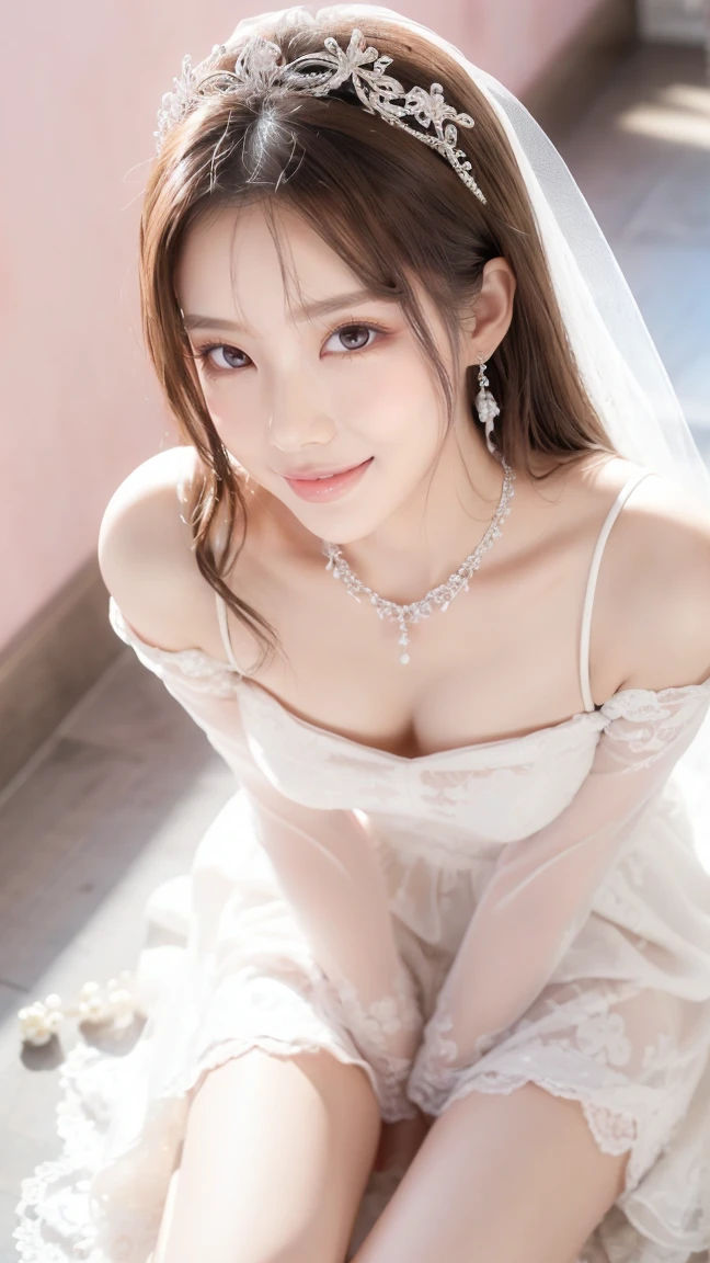 (Highest quality、Tabletop、8K、Best image quality、Award-winning works)、One beautiful bride、(alone:1.1)、(The most extravagant and gorgeous huge pure white wedding dress:1.1)、(Perfect Wedding Lace:1.2)、(The most gorgeous and luxurious giant tiara:1.1)、(The most extravagant and luxurious giant necklace:1.1)、あなたの最高の笑顔で私をplease look、The finest jewellery decoration、Perfect Makeup、Long eyelashes、Ultra HD Shining Eyes、Ultra HD Hair、Ultra-high resolution glossy lips、Ultra High Resolution Perfect Teeth、Super high resolution beautiful face、(Accurate anatomy:1.1)、Very bright and beautiful skin、very bright and vivid、Perfect beautiful bridal hairstyles、(Front facing body:1.1)、(Solid pink background:1.2)、Cleavage、nude、(The 肖像画 was taken from above the lying body: 1.3)、(( M-shaped legs spread, please look )))), (Show me your legs spread wide: 1.5), Real nipples, real open, (女性のマンコ汁がカメラにsquirtしている:1.2), Beautiful 20 year old Japanese girl, Stimulating the clitoris, masturbating and fingering, orgasm, Detailed facial features,(Front view), (squirt from pussy:1.2), (squirt:1.2), Remove the shoulder straps to expose your chest, (Showing realistic beautiful nipples:1.5)


