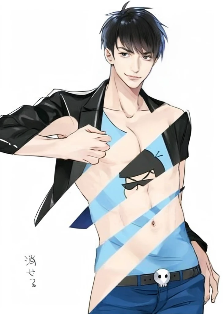 Boy half shirtless half shirt on edit
