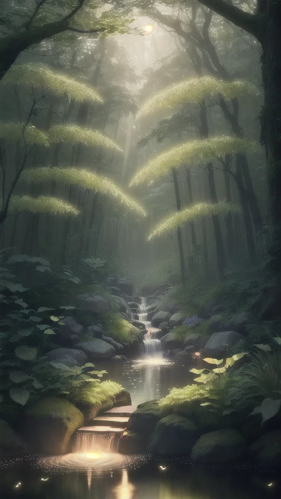 masterpiece, best quality, (Very detailed的 CG unity 8k 壁纸), (best quality), (Best Illustration Award), (Best shadow), Glowing Elf, There is a glowing deer, Drinking water in the pool, nature元素 in the forest theme. Mysterious forest, Beautiful forest, nature, Surrounded by flowers, delicate Leaves and branches surrounded by firefly (nature元素), (Jungle theme), (Leaves), (Branches), (firefly), (Particle Effects) ETC. 3d , Octane Rendering, Ray Tracing, Very detailed