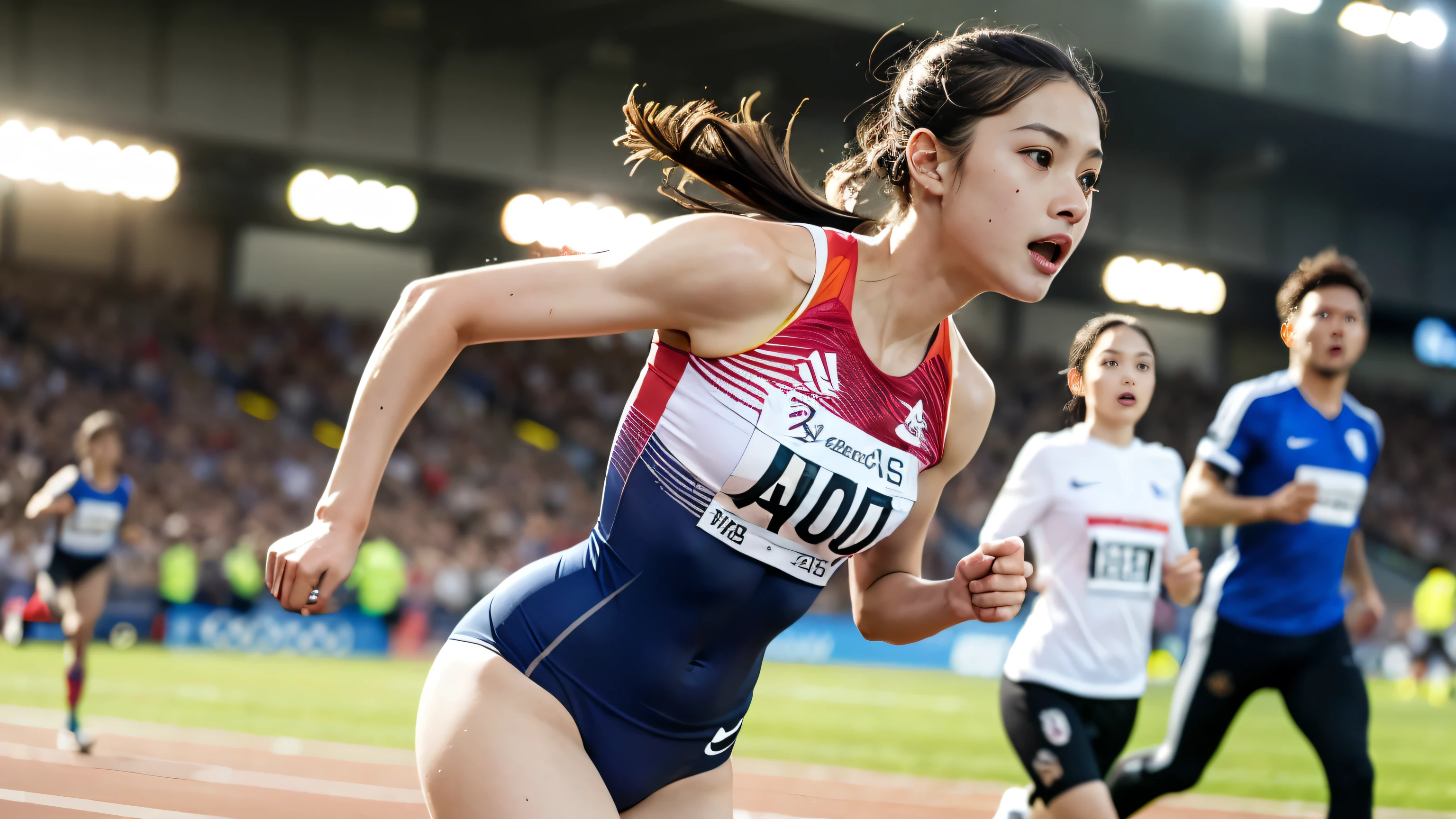 Motion Blur Effect:2.0、Olympic、Athletics、100m walk、final、New World Record、Moment of the goal、Athletes、