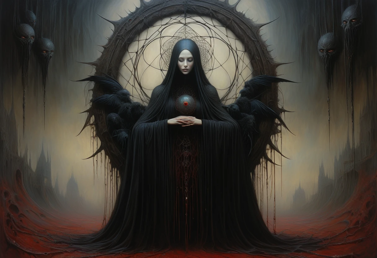(Masterpiece, best quality), (lo Gothic), Dream Catcher, Vampir, (HG giger, Art by Hermann Nitsch, Beksinski, Dariusz Zawadzki, giger, zdzislaw beksinski)