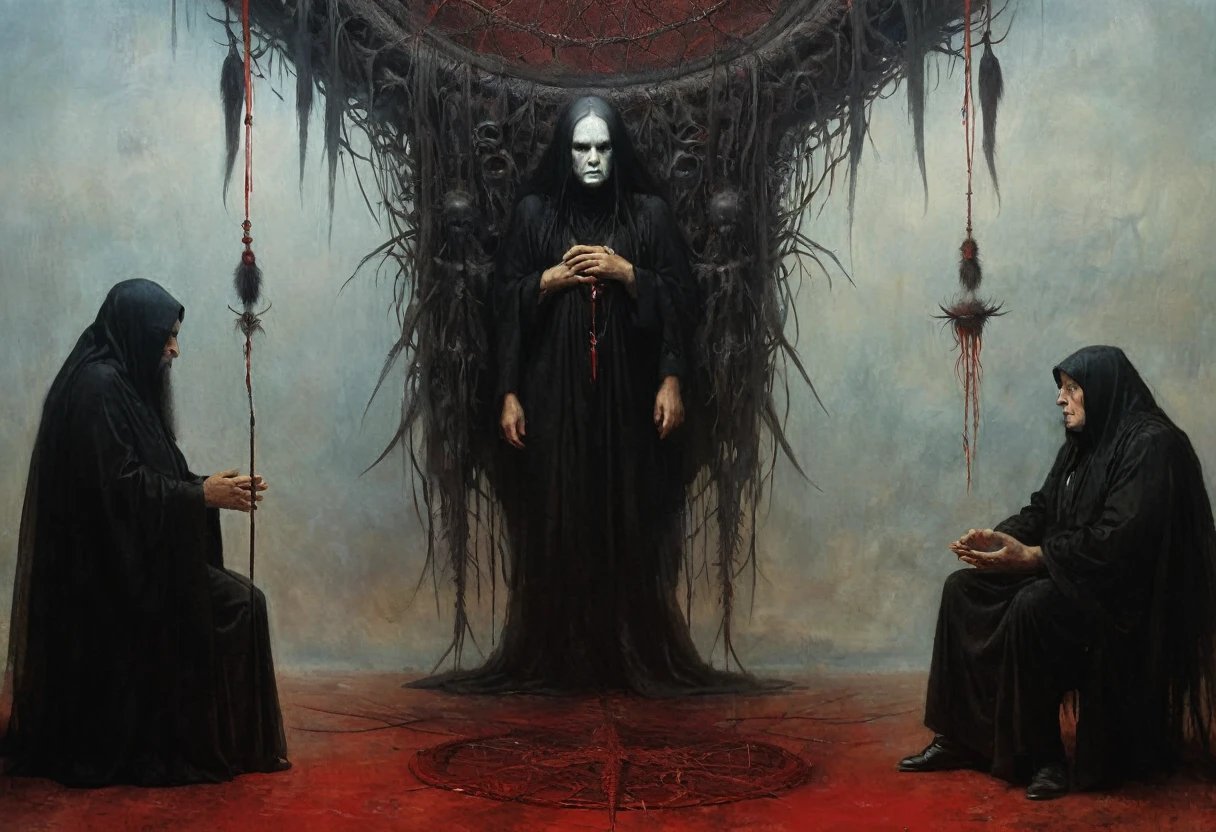 (Masterpiece, best quality), (lo Gothic), Dream Catcher, Vampir, (HG giger, Art by Hermann Nitsch, Beksinski, Dariusz Zawadzki, giger, zdzislaw beksinski)