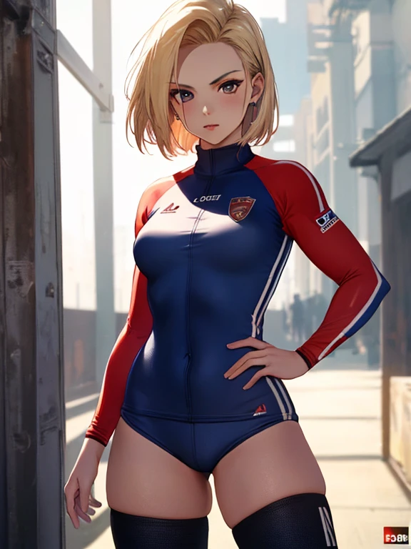 Athlete, Android１８Number, (masterpiece), highest quality, 1girl, uhd, retina, masterpiece, ccurate, anatomically correct, textured skin, super detail, high details, high quality, best quality, highres, 4K