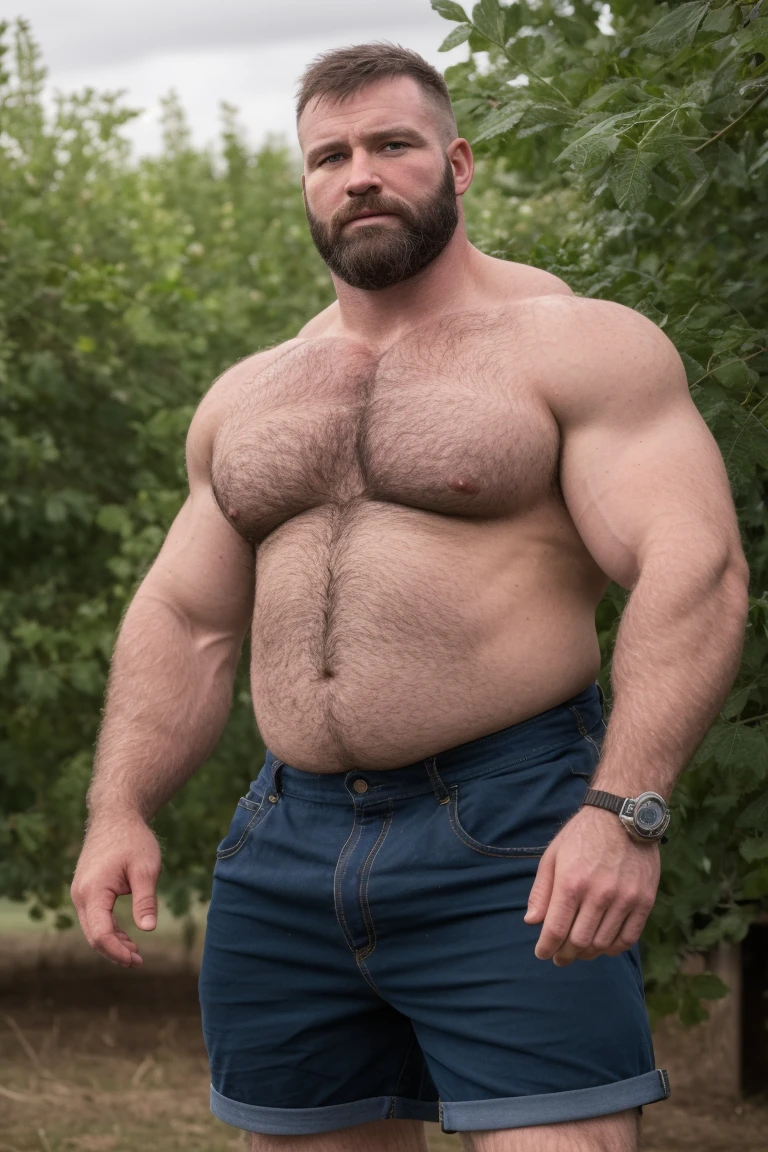 8KUHD Very HIGH RESOLUTION HDR Very Extremely Realistic Very Detailed High Quality 8K HDR Very Realistic photograph featuring a middle-aged daddy rugged bodybuilder muscle bears man, 8K very realistic detailed hairy, 8K very realistic beared big daddy muscle bear, and 8K very realistic detailed rugged burly man in shorts. 8K Very Realistic detailed shorts, 8K very realistic hair, 8K very realistic beards, 8K very realistic thick chubby fat neck, 8Kvery realistic neck lines, 8K very realistic detailed neck, 8K very realistic belly, 8K very realistic burly chest, 8K very realistic detailed hairy burly strong chest and arms, 8K very realistic detailed hairy burly strong chest and arms, 8K very realistic pecs, 8K very realistic burly muscle bear body, 8K very realistic nipples, 8K very realistic burly muscle bear body, 8K very realistic face, 8K very realistic detailed face, 8K very realistic eyes, 8K very realistic detailed eyes, 8K very realistic pupils, 8K very realistic detailed pupils, 8K very realistic head, 8K very realistic waist, 8K very realistic facial features, 8K very realistic burly arms, 8K very realistic elbows, 8K very realistic hands, 8K very realistic pecs, 8K very realistic belly, 8K very realistic human man body, 8K very realistic bellybutton, 8K very realistic wrists, 8K very realistic fingers, 8K very realistic fingernails, 8K very realistic shoulders, 8K very realistic mouth, 8K very realistic lips, 8K very realistic mens clothing, 8K very realistic detailed mens clothing. 8K HDR Very Realistic Hairy Bearded Burly Muscle bear Photoshoot, 8K A very realistic burly muscle bear man in a Farm, 8K HDR Very Realistic Intricately Detailed, 8K HDR very realistic detailed Farm surroundings, 8K HDR very realistic surroundings lighting, No Deformities, captured with a 85mm lens, 8K HDR Very Ultra Realistic and 8K HDR Very Realistic Photograph, 8K HDR Clear HDR Quality full with very realistic real details