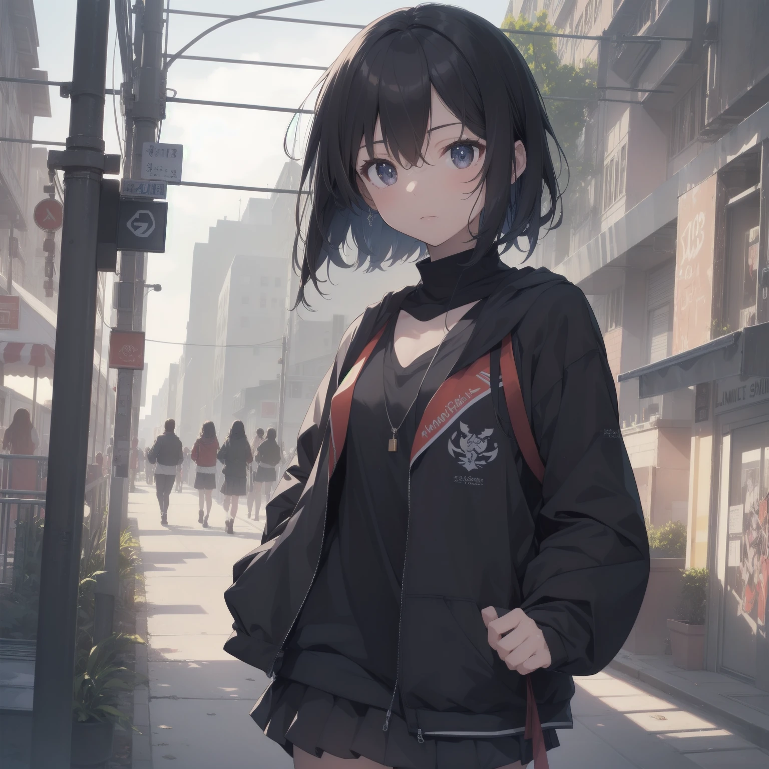 ultra-absurdres-Top quality by artist God, ultra-detailed, high resolution, anime moe artstyle, best anime 8k konachan wallpaper, pixiv contest winner, pool:2810, perfect anatomy,break, 1girl, (Please draw a girl walking sleepily to school alone. )break,(Solo,little female, 13-year-old:1.3),Full limbs, complete fingers,a junior high school student, (very short hair), short cut, flat chest, , small butt, small black eyes, beautiful detailed eyes, well-proportioned iris and pupils, expressive eyes, highres detailed hair, soft expression, salor school_uniform, sailor collar, serahuku, bow, pleated skirt,(Detailed Lighting), (Detailed background), in the School commute route. break,super detailed skin, Best cinematic lighting powered by famous artist, 8k,beauty illustration,photoshop_(medium),very aesthetic,break,((artist:gomashio_(goma_feet) )), artist:clamp ,artist:carnelian ,artist:kantoku ,