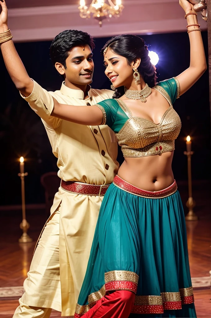 a middle aged Indian man grabbing the thighs, spreading her legs and lifting the saree upto waist level of a beautiful cute fair hot Indian bride, nsfw, hyperrealistic