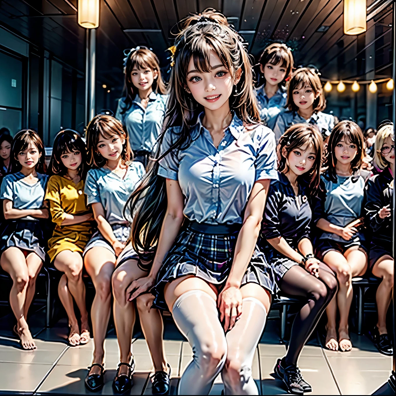 ((ExtremelyDetailed (PUNIPUNI KAWAII 12 Girls in a row:1.37) Shibuya Hachiko-mae scramble crossing)), (masterpiece 8K TopQuality:1.2) (ProfessionalPhoto:1.37), {StandingFullBody|((ZoomedOut))}, Different types of hair colors, {((White skinny Athletic wear))|(SchoolUniform)|Tutu}, {(Hidden Hand)|(Corrected Like hand)}, (Joyful Expressions LifeLike Rendering), PerfectLighting (RainbowColor particles:1.2)(Dazzling Blurred ColorfulLights) MotionBlur BREAK (Acutance:0.8) Impeccable Radiant PearlSkin with Transparency . (((no extra limbs)))(Exposed:-0.5)