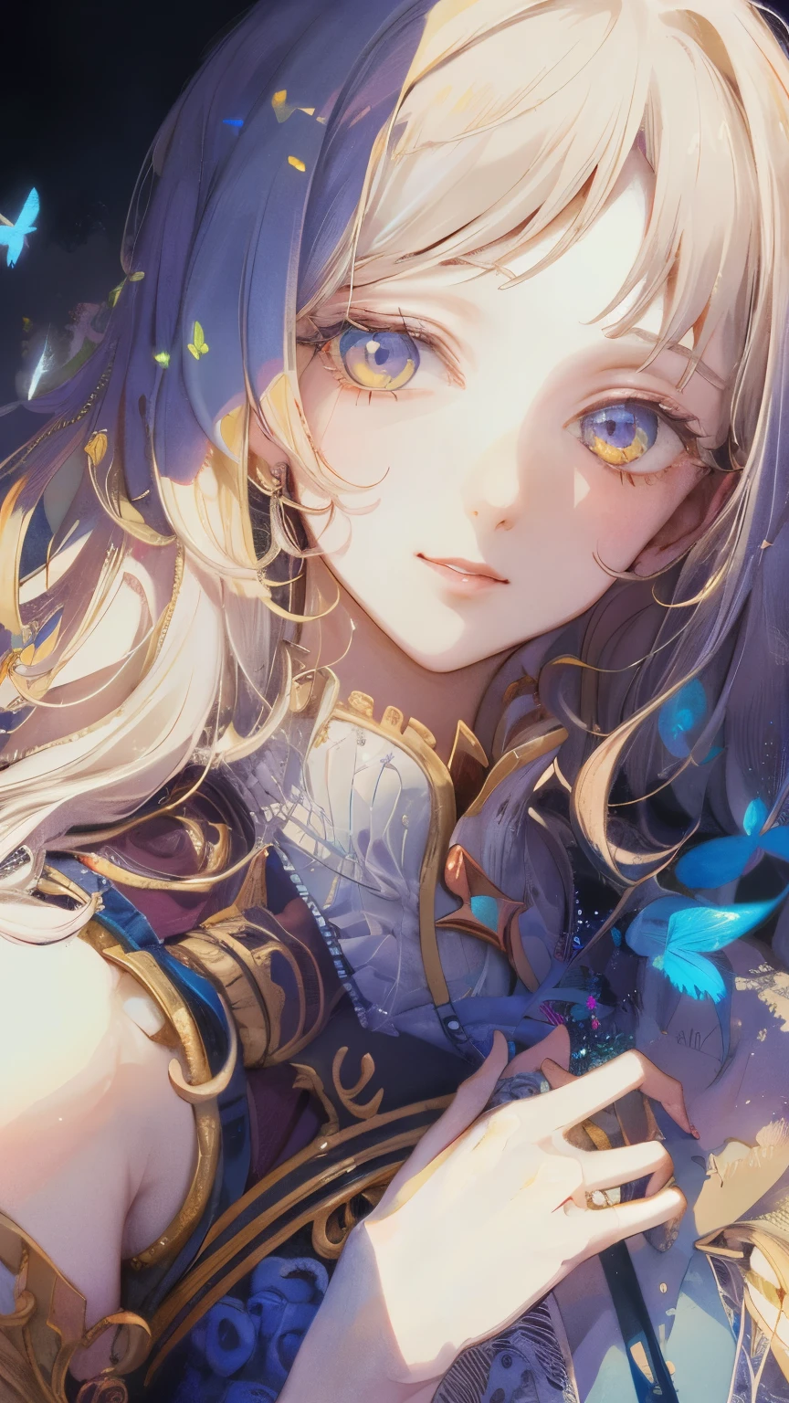 masterpiece: 1.7, top-quality、(Highly detailed CG、Ultra-detail、Best Shadow:1.5)、Painterly、sketch、Paper texture、超A high resolution、solo、Beautuful Women、cinderella、white hair、The upper part of the body、lite smile、extra detailed face、flat-colors、Highly detailed eyes、extra detailed face、realisitic、limited pallete、Low contrast、The best lighting、blanche:1.5、(zentangle、a Mandala、Tangle、Entangle:0.9)
