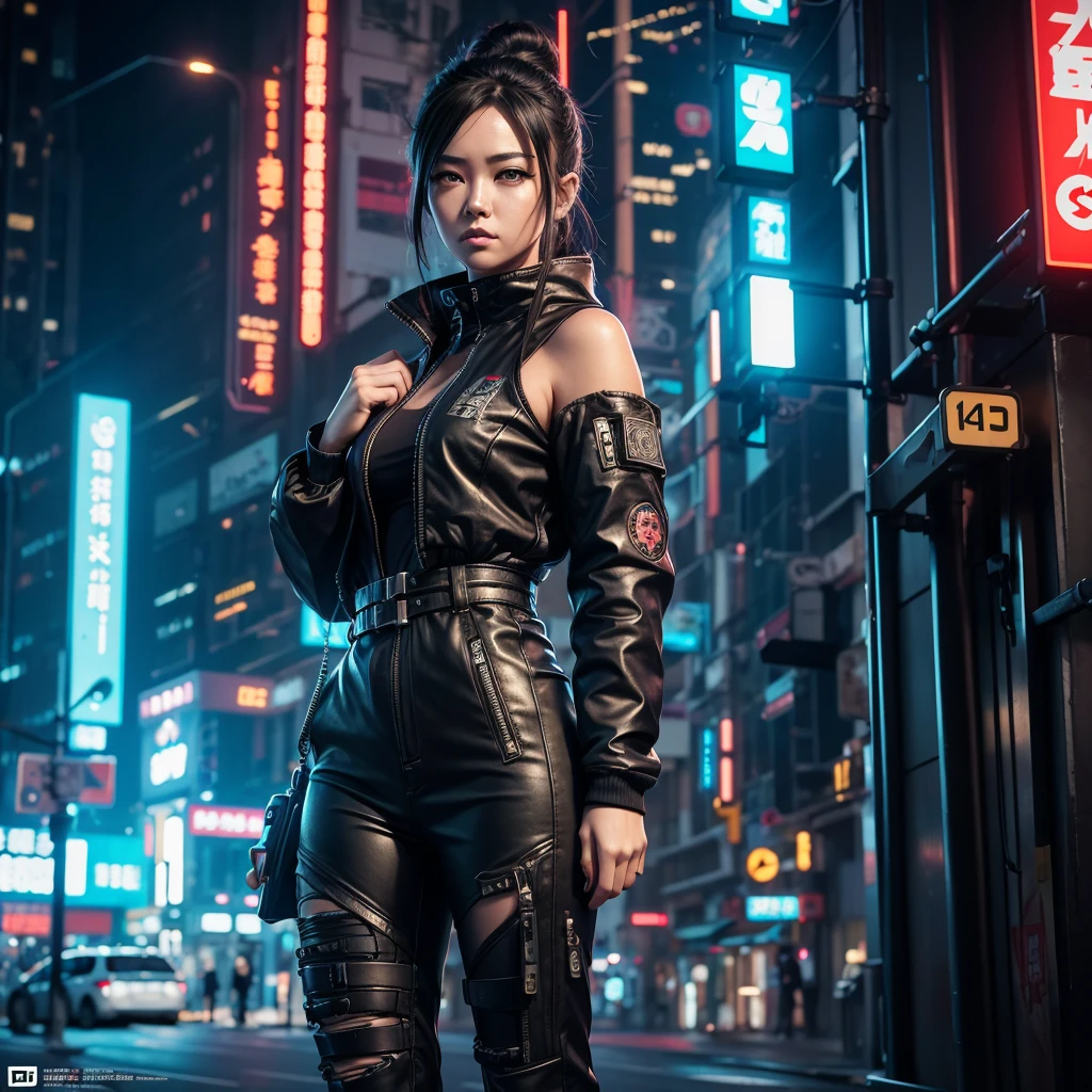 there is a woman standing on the side of the street, cyberpunk art by Yang J, trending on Artstation, realism, artwork in the style of guweiz, anime style. 8k, guweiz, realistic anime 3 d style, trending on cgstation, 🤤 girl portrait, hyper-realistic cyberpunk style, anime style mixed with fujifilm, dreamy cyberpunk girl