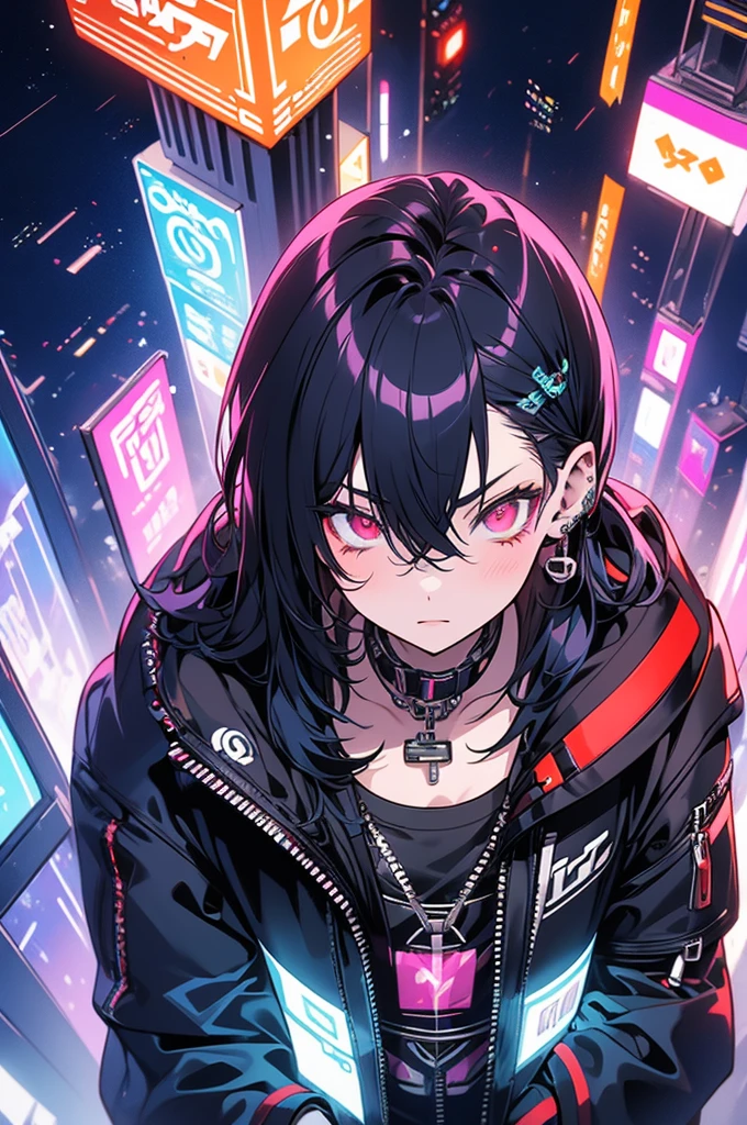 Highest quality, masterpiece, Ultra-high resolution,A man and two women standing on top of a building overlooking the city at night,Neon Town, cyber punk vibe, cyber punk art style, cyber punk vibes, digital cyber punk - anime art, cyber punk themed art, cyber punk anime art, digital cyber punk anime art, in cyber punk style, cyber punk artstyle, has cyber punk style, anime cyber punk art, in cyber punk city, cyber punk art, cyber punk))), cyber punk style, style of cyber punk
