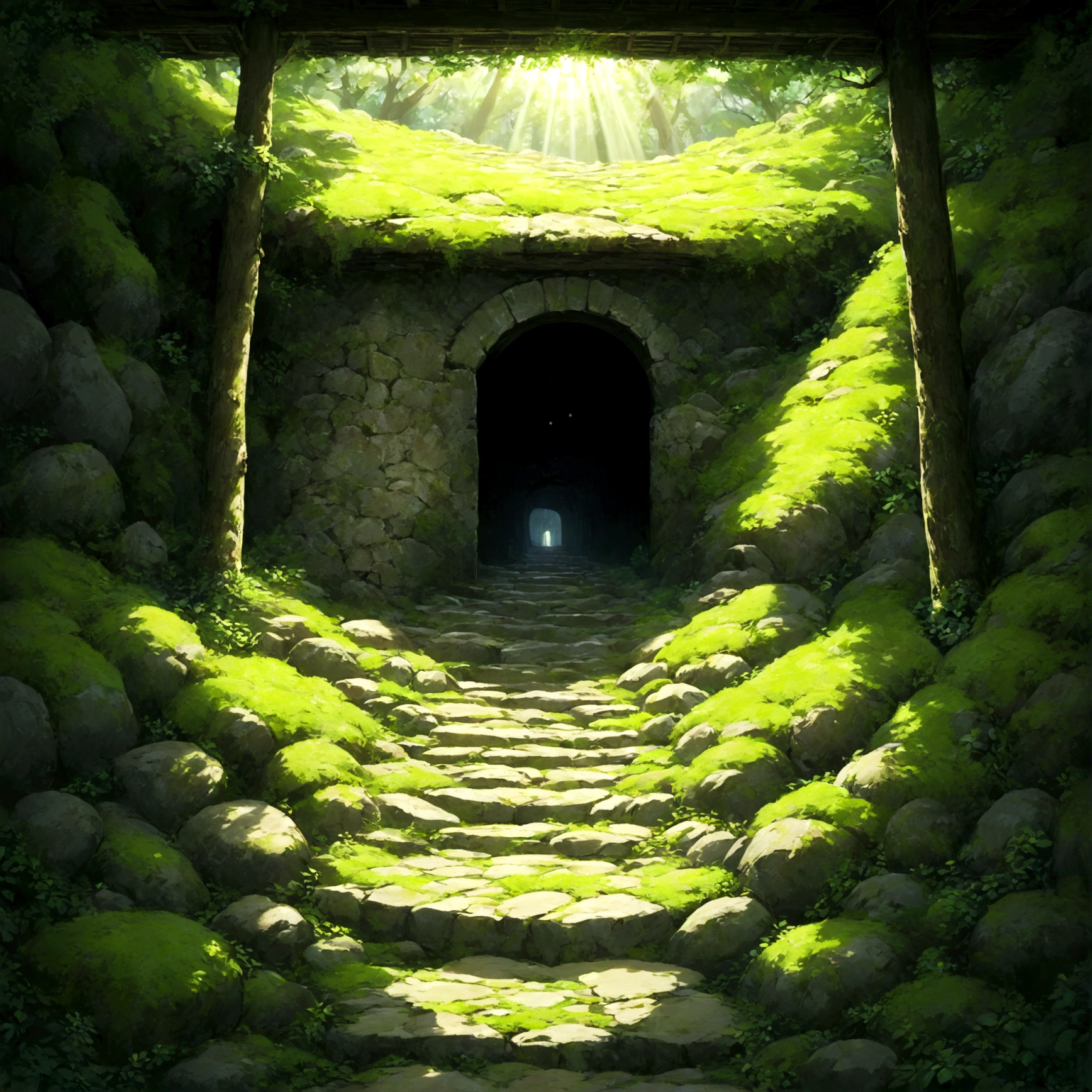 Beautiful game world, Fantasy, Furai no Shiren, shrine, Hidden Hole, First Person View, dim, Cool air, Silence, The smell of wood, The smell of earth,
Hidden at the base of an old tree、Small entrance, go down the narrow stairs、Cool airが肌に触れる
dim空間, The faint light coming through the wall、Mossy stonework、In the back there are old wooden beams、There&#39;s a feeling that something is happening, Throb, ワクワク
Silenceの中, The anticipation of discovering something that only your footsteps can echo, Fear of traps