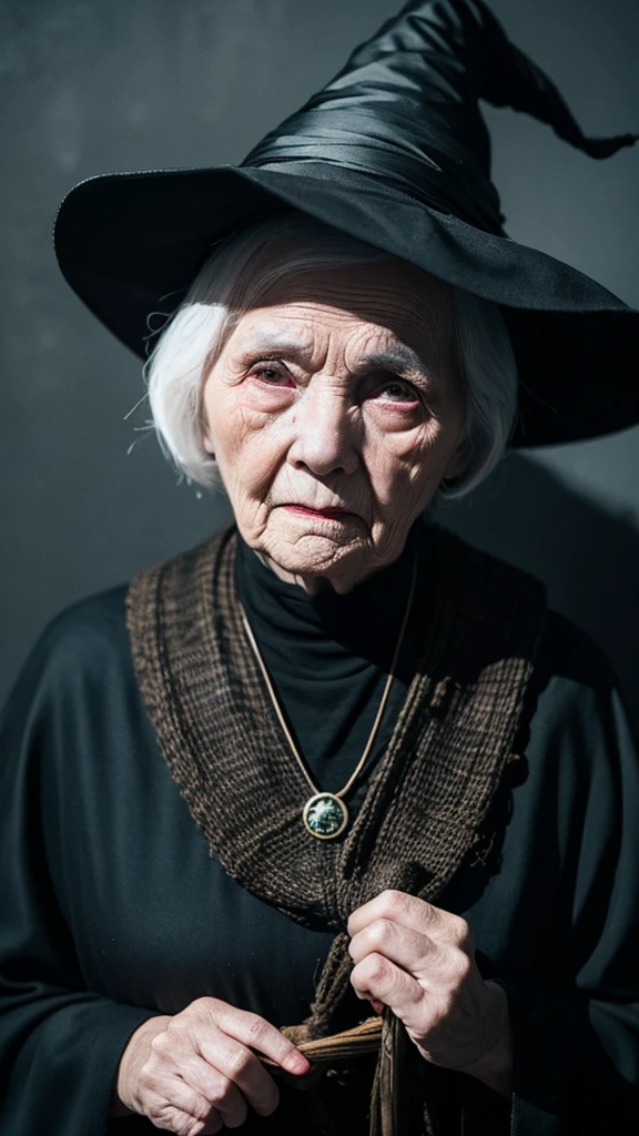 witch grandmother ugly Odd Eye Creepy Dark background Shadow on face